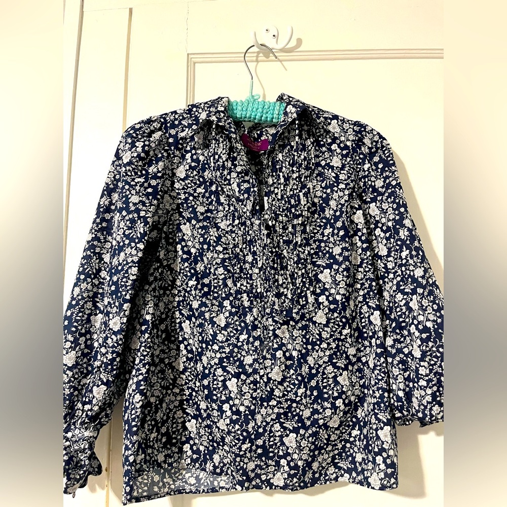 J crew Liberty blue floral top.